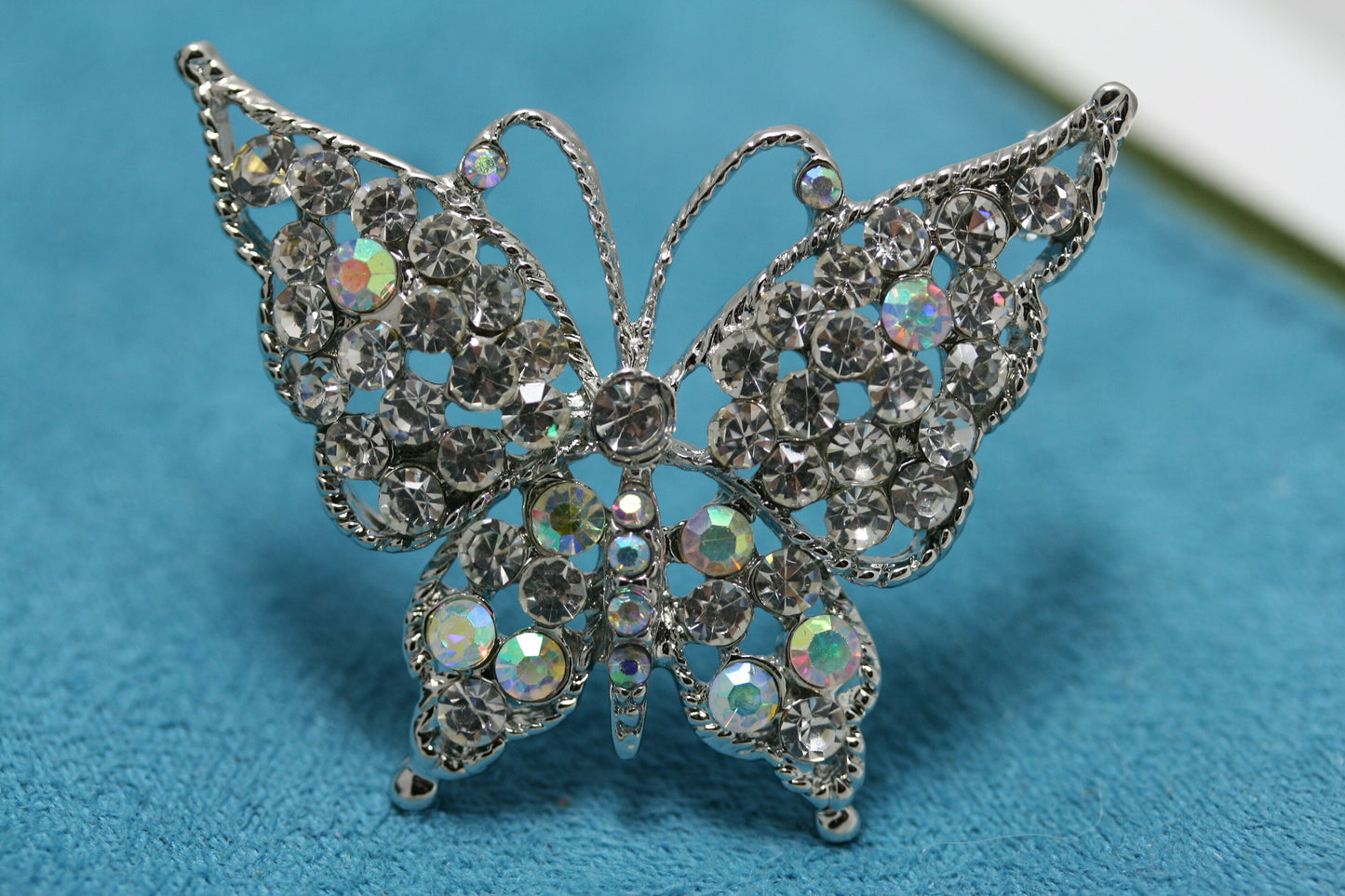 Bling Jewelry Large Clear Crystal Filigree Fashion Statement Butterfly Brooch Pin for Women, Butterfly Pin Jewelry