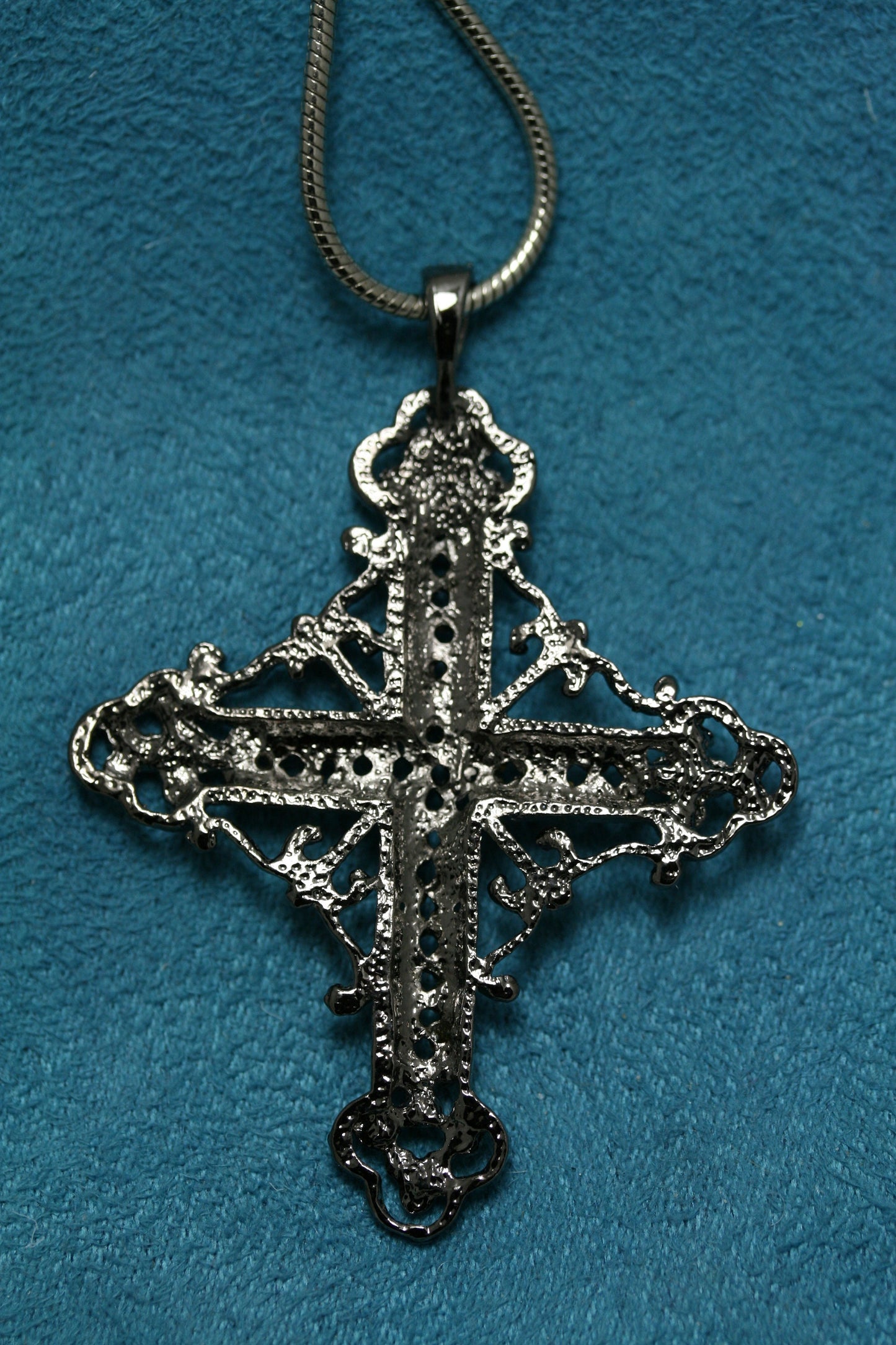 Black Finish With Rhinestone Cross Necklace Pendant, Cross Pendant Jewelry