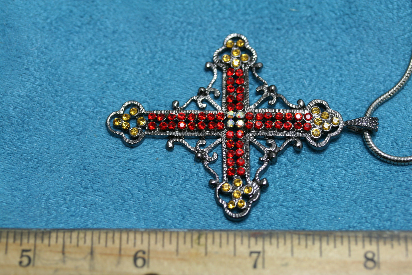 Black Finish With Rhinestone Cross Necklace Pendant, Cross Pendant Jewelry