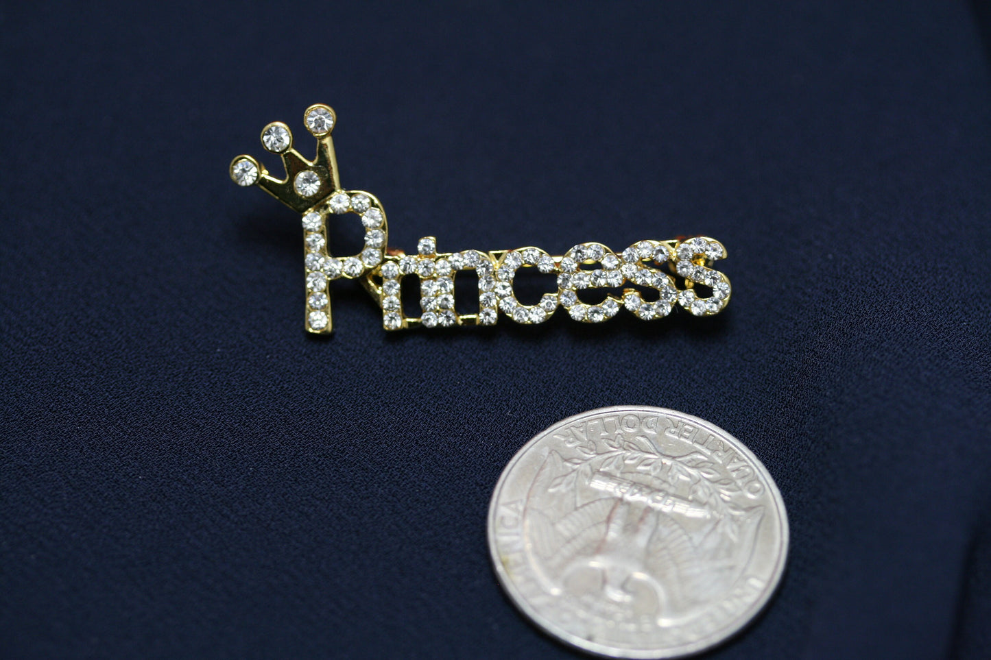 Crystal Rhinestone Word Pin/Brooch "Princess" -Crown, Tiara