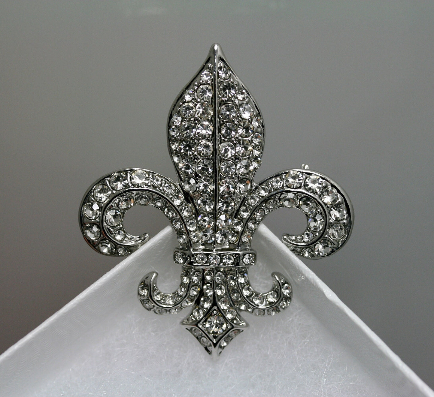 New Orleans Fleur De Lis Boutonniere Black Rhinestone Brooch, Pendant, French Fleur De LIs Crystal Lapel Pin, Flat Back Fleur De Lis Jewelry