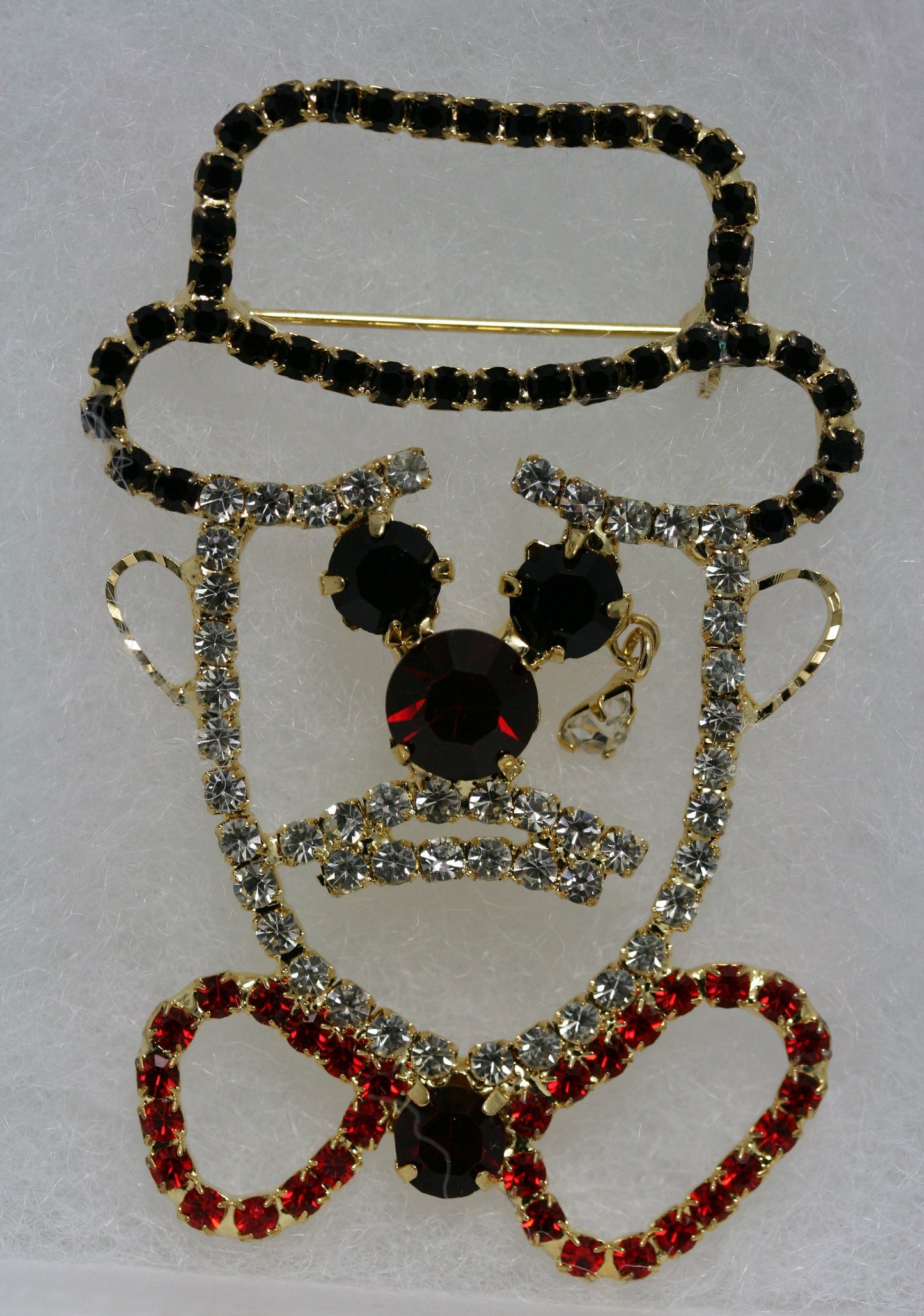 Rhinestone Clown Brooch Pin, Crystal Clown With Teardrop Pin, Clown Face dangle tear Crying Prong Set Rhinestone Brooch Pin