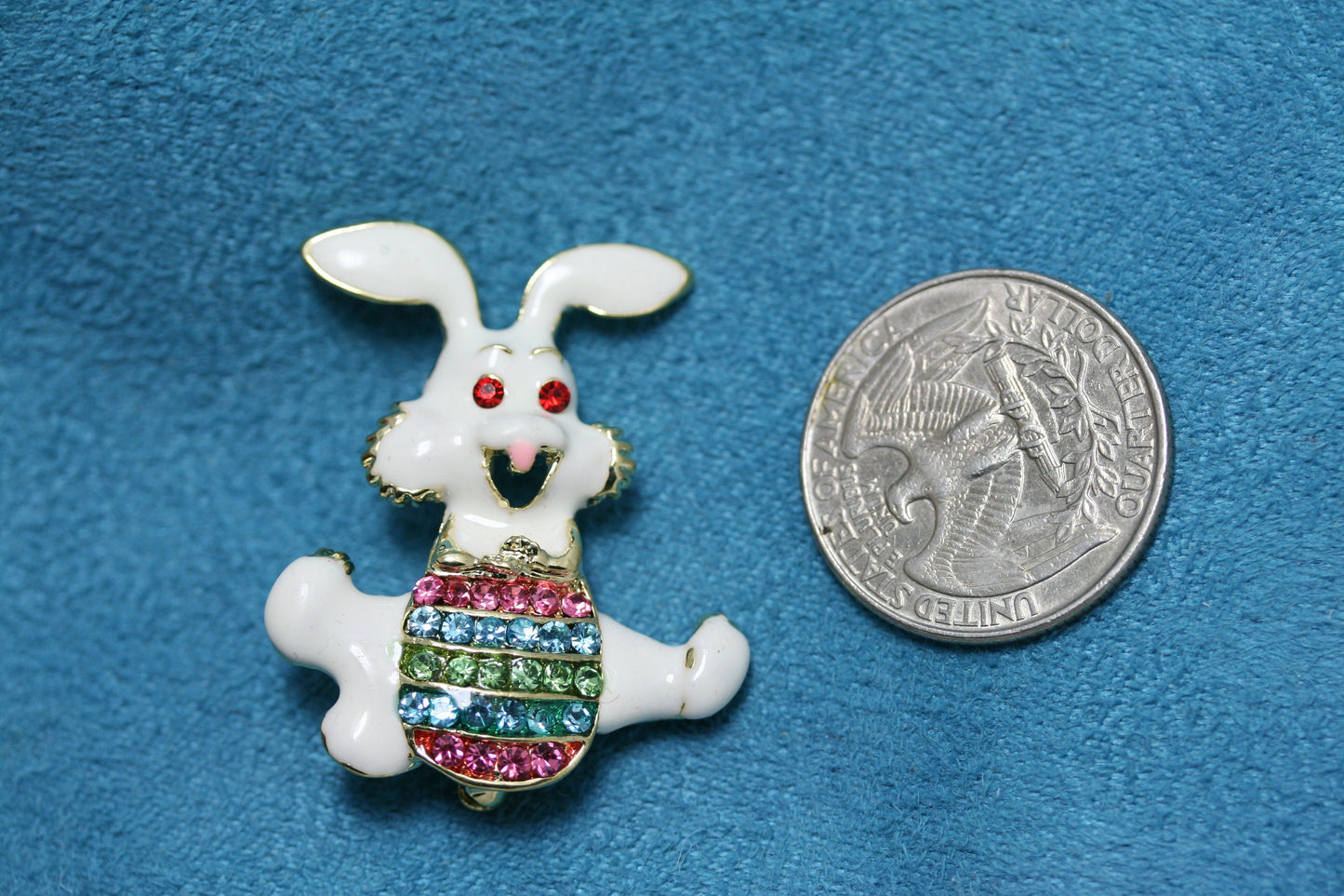 Rhinestone Crystal Enamel Spring Easter Bunny Rabbit Egg Brooch Pin, Easter Egg With Bunny Pin, Easter Brooch Jewelry