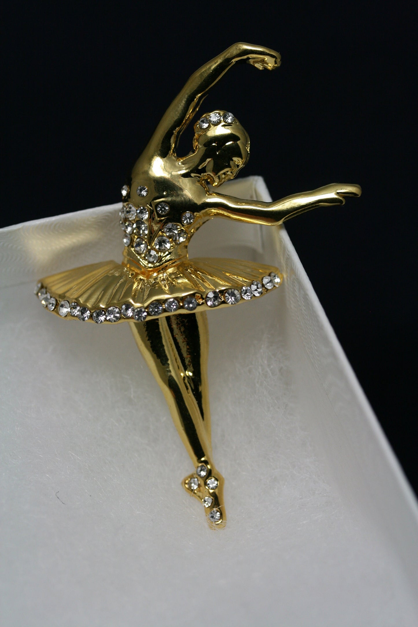 Gold-tone and Rhinestone Ballerina Pin Brooch, Dance Ballet Ballerina Pin Brooch Jewelry