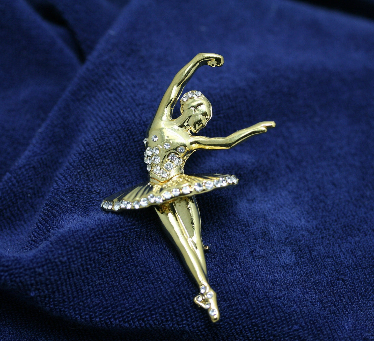 Gold-tone and Rhinestone Ballerina Pin Brooch, Dance Ballet Ballerina Pin Brooch Jewelry