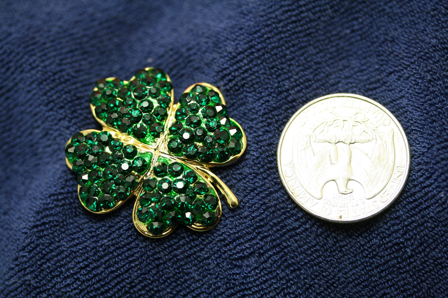 Rhinestone Shamrock Brooch, Crystal Shamrock Earrings , 4 Leaf Clover Pin, Irish Jewelry, St Patrick's Shamrock Pin & Earrings