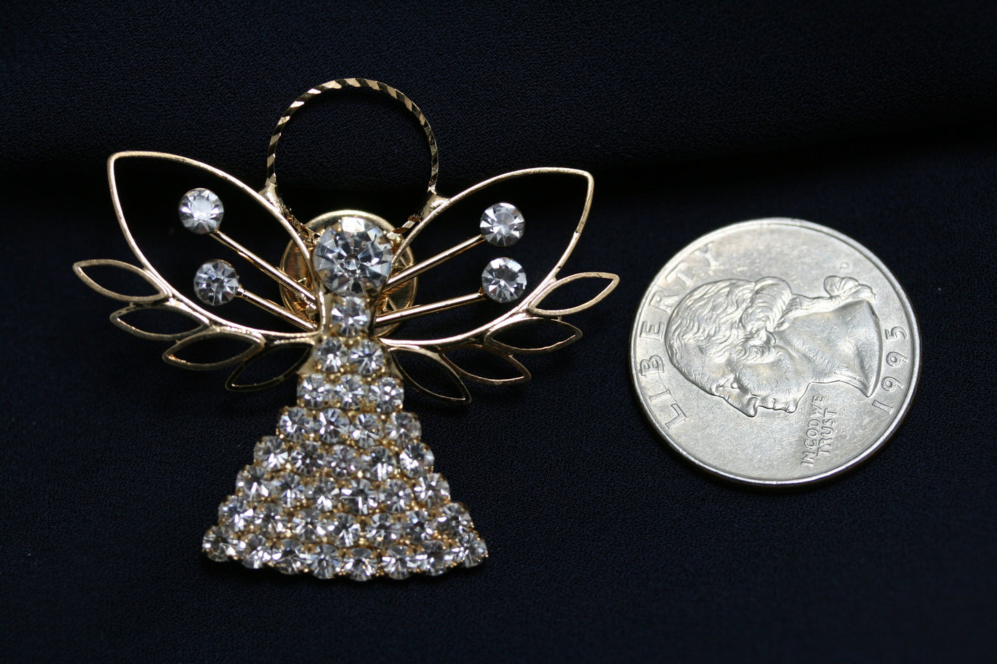 Angel Brooch Rhinestone Angel Pin Angel Jewelry, Rose Gold Plated Angel Pin, Tac Angel Pin