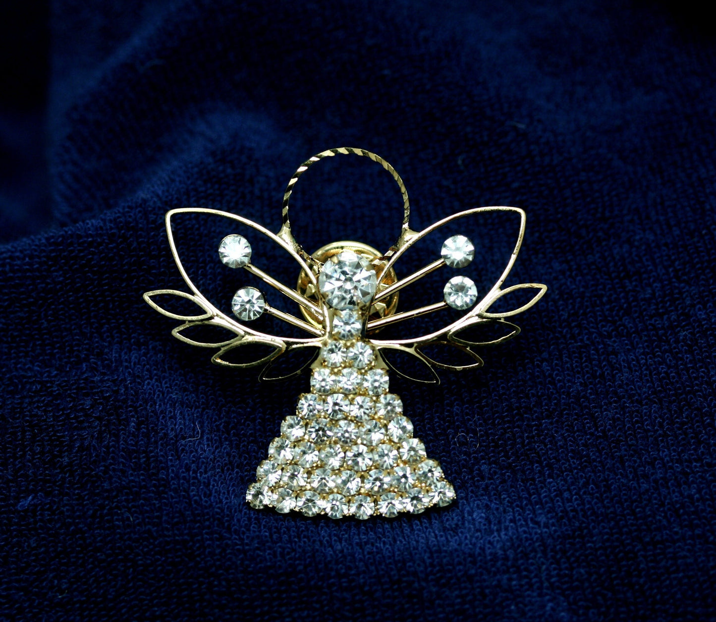 Angel Brooch Rhinestone Angel Pin Angel Jewelry, Rose Gold Plated Angel Pin, Tac Angel Pin