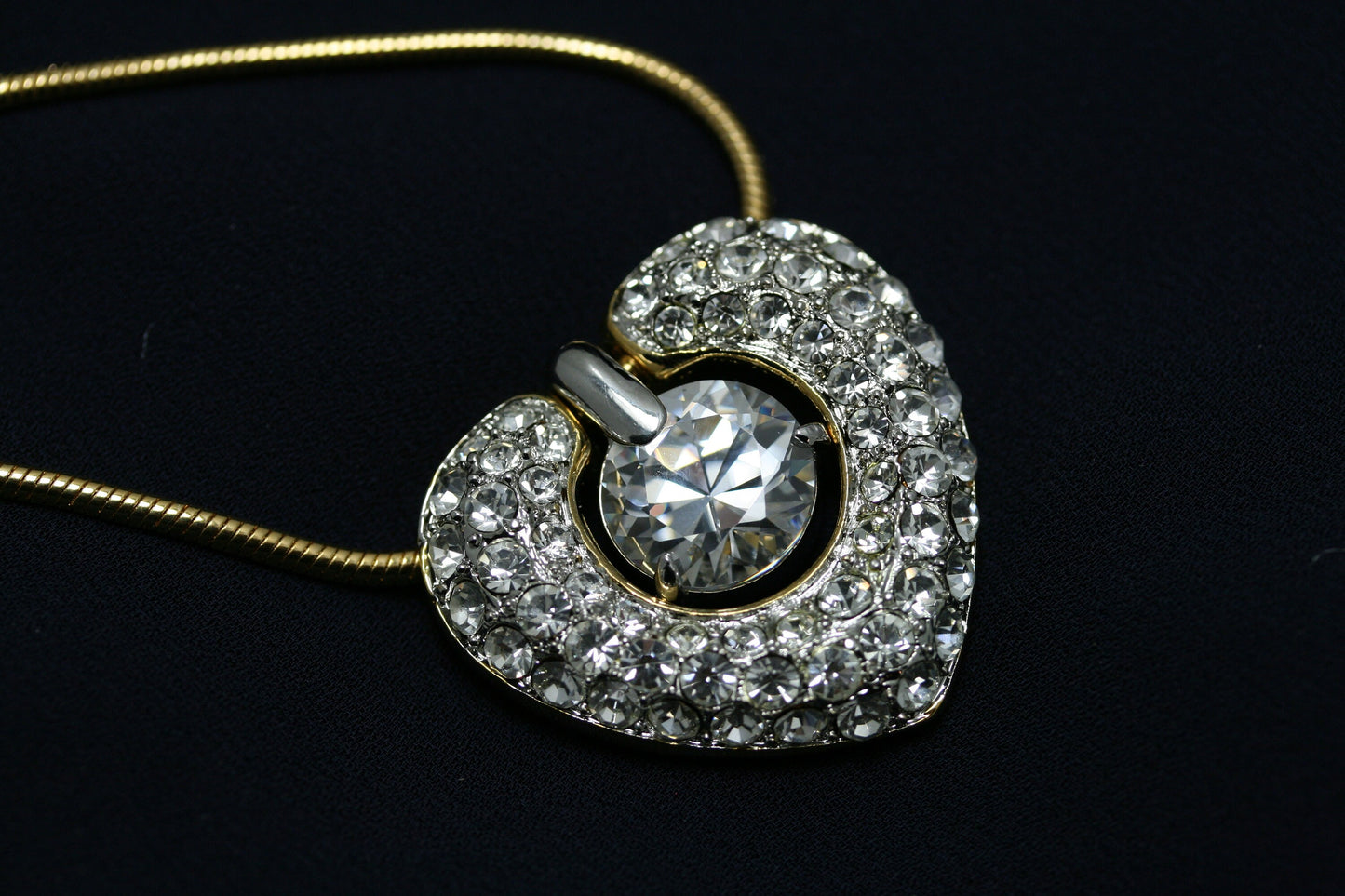 Clear Swarovski Crystal Rhinestone Open Heart Necklace Pendant, Valentine's day Heart Jewelry For Her