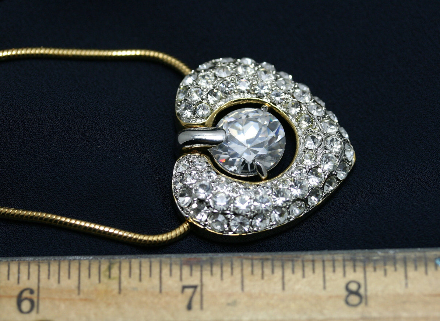 Clear Swarovski Crystal Rhinestone Open Heart Necklace Pendant, Valentine's day Heart Jewelry For Her