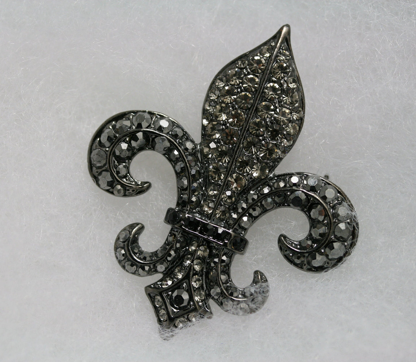 New Orleans Fleur De Lis Boutonniere Black Rhinestone Brooch, Pendant, French Fleur De LIs Crystal Lapel Pin, Flat Back Fleur De Lis Jewelry