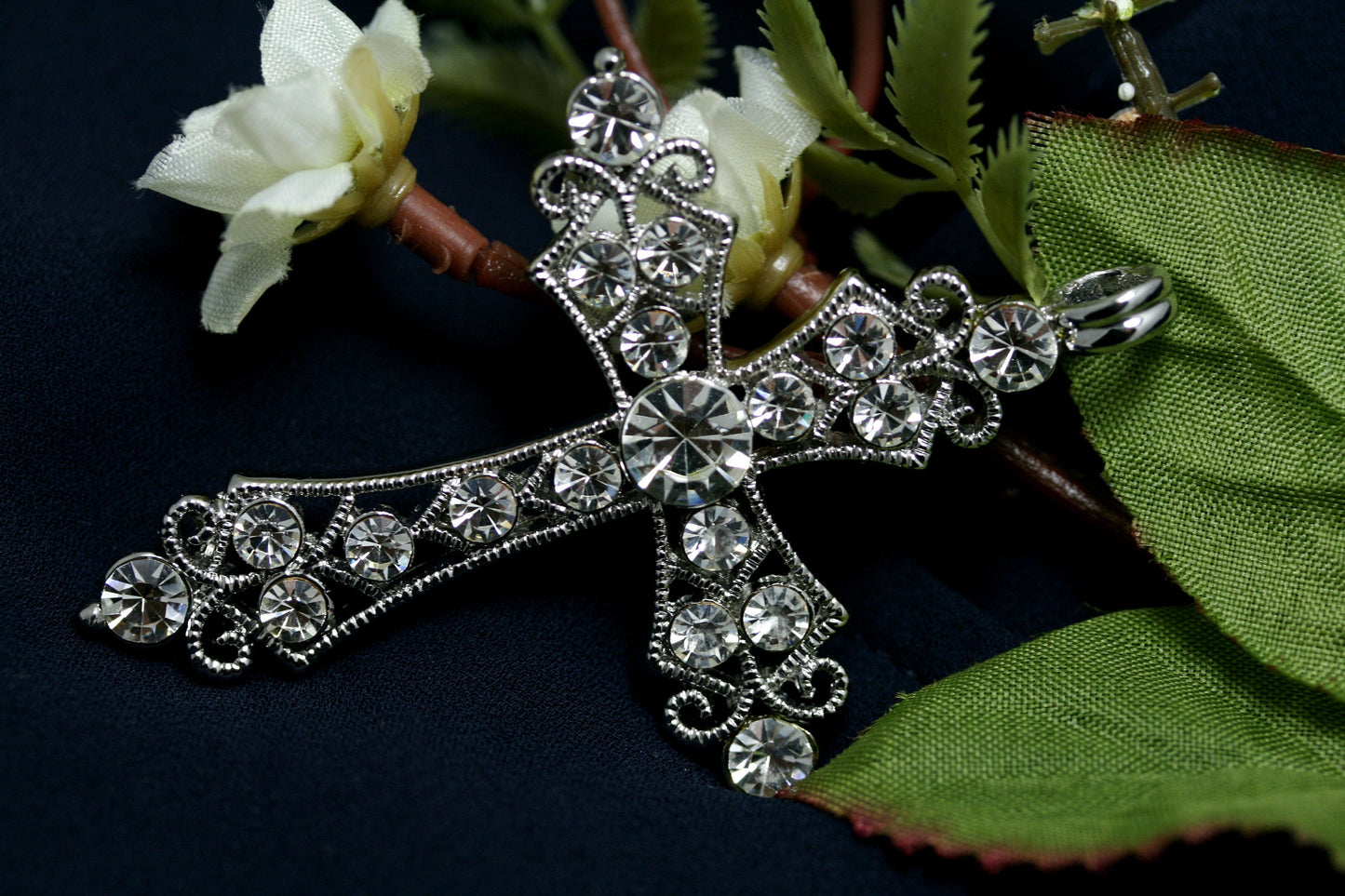 Silver Tone Rhinestone Cross Pendant ; Rhinestone Cross Pendant ; Bling Jewelry ; Pendant ; Bling Pendant