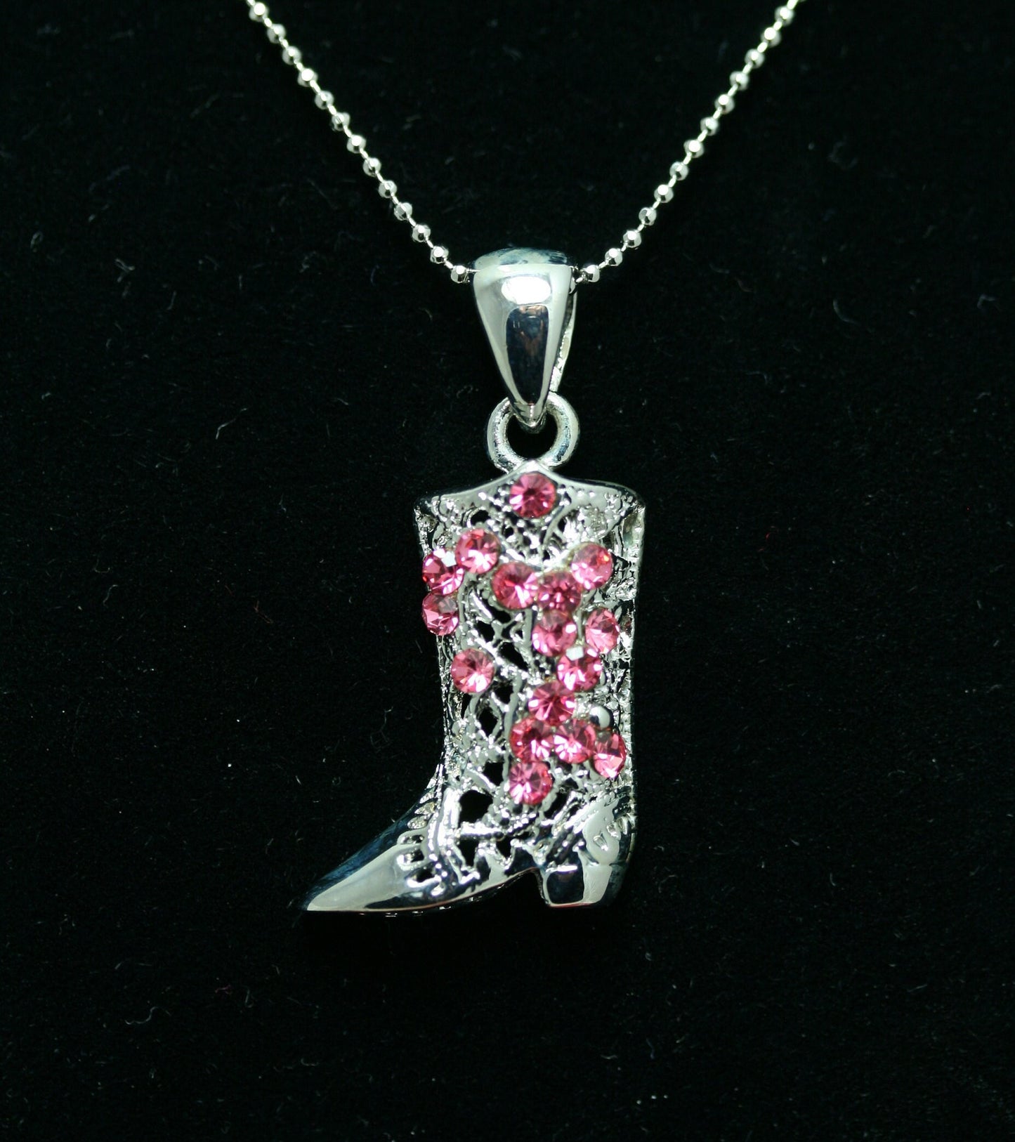 Rhinestone Western Texas Cowboy Cowgirl Boots Necklace, High Heels Shoes Jewelry Pendant, Crystal Boots Gift For Her
