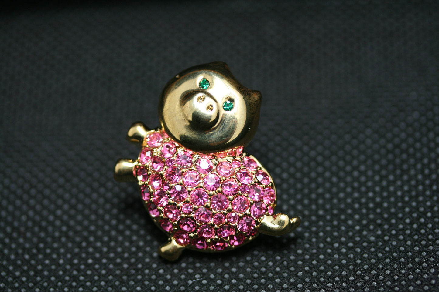 Pink Pig Brooch Pin, Rhinestone Pink Pig Brooch, Crystal pig pin
