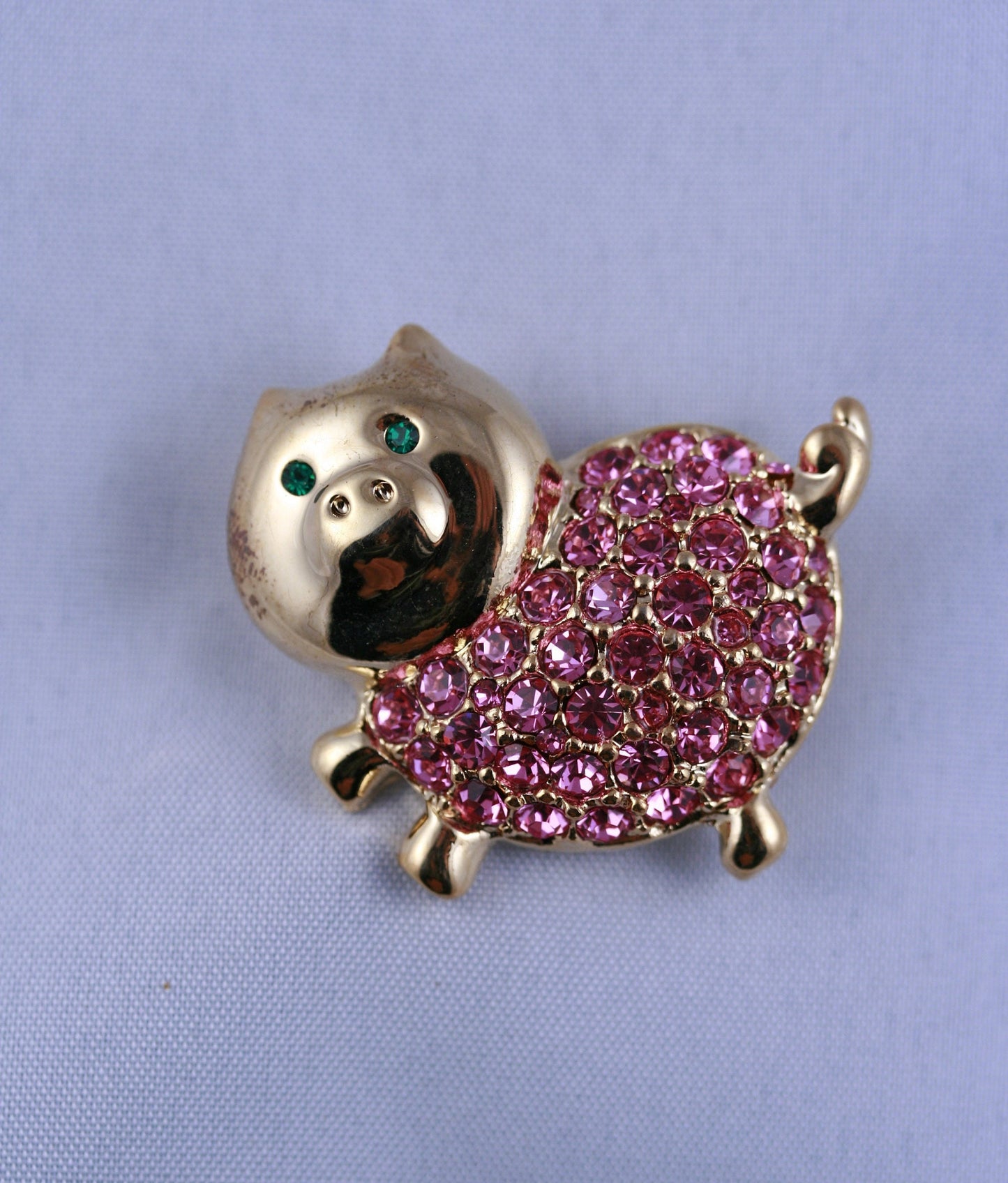 Pink Pig Brooch Pin, Rhinestone Pink Pig Brooch, Crystal pig pin