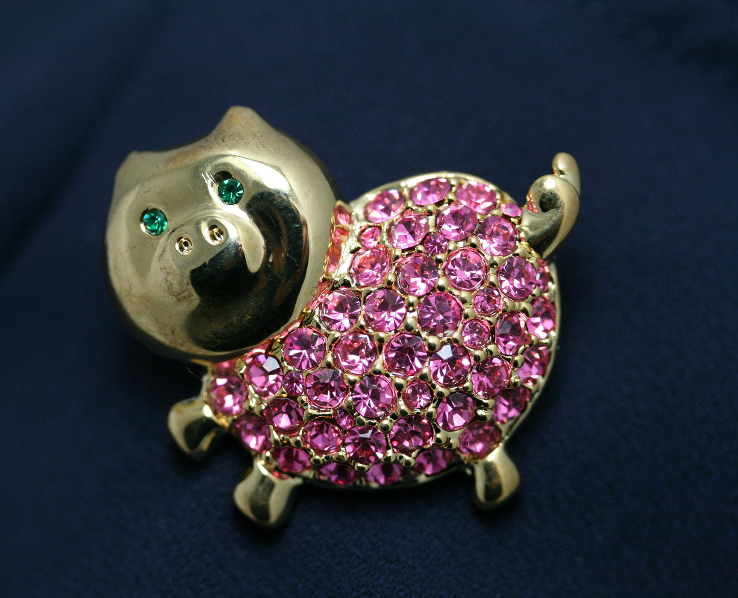 Pink Pig Brooch Pin, Rhinestone Pink Pig Brooch, Crystal pig pin