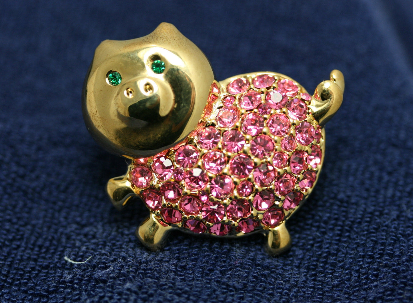 Pink Pig Brooch Pin, Rhinestone Pink Pig Brooch, Crystal pig pin