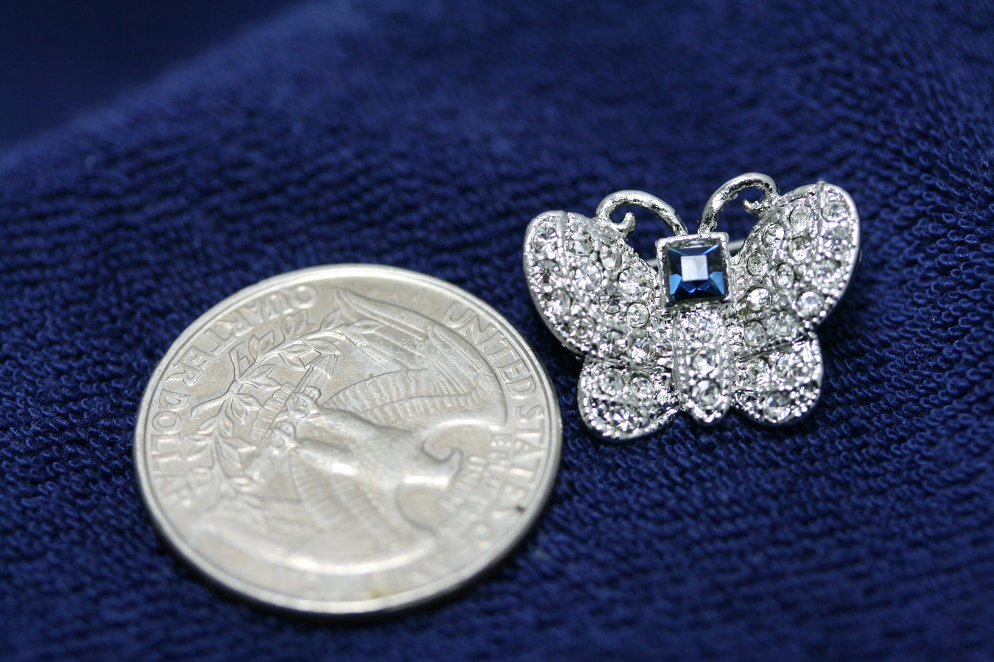 Butterfly Brooch Pin Crystal Blue Rhinestone Lovely Brooches For Women