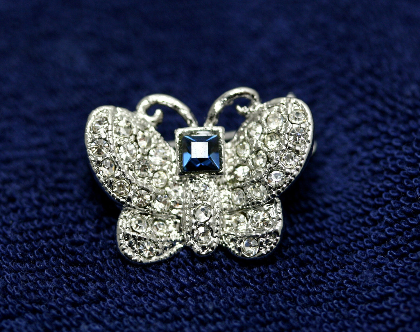 Butterfly Brooch Pin Crystal Blue Rhinestone Lovely Brooches For Women