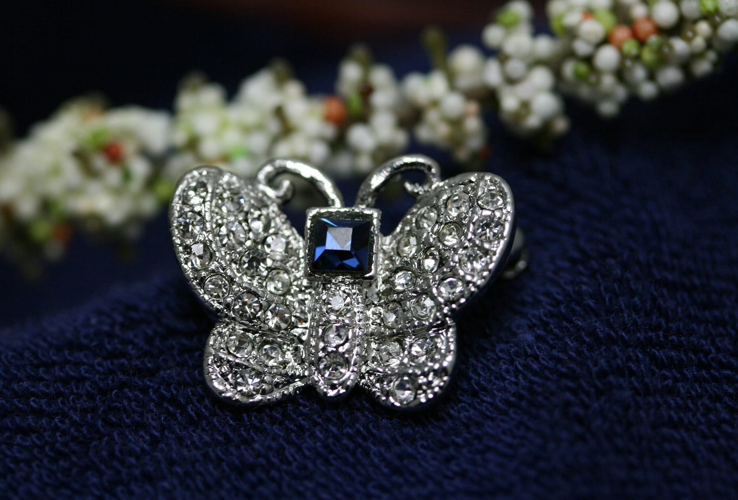 Butterfly Brooch Pin Crystal Blue Rhinestone Lovely Brooches For Women