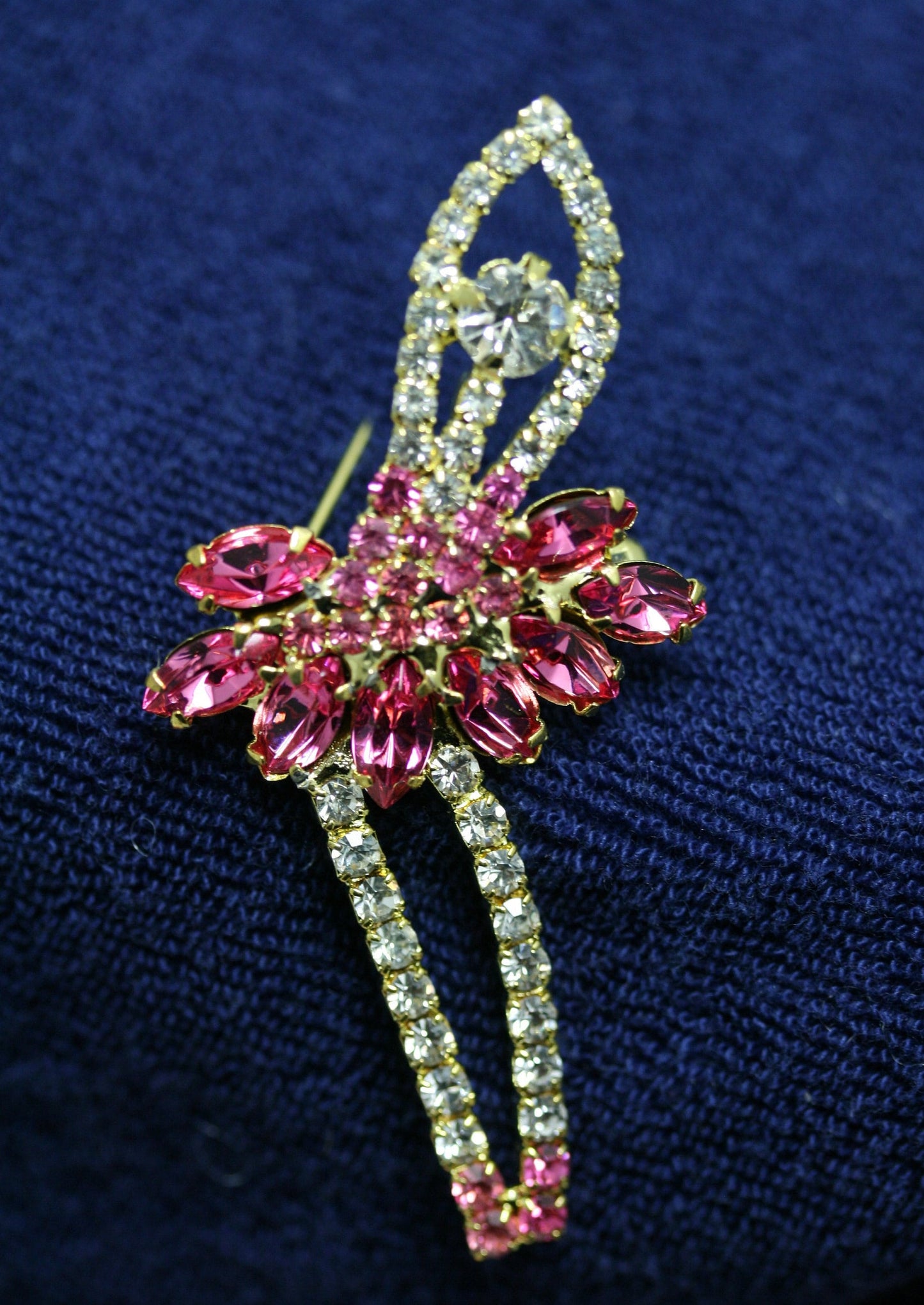 Sparkling Ballerina Pin, Pink Rhinestone Dancer Brooch, Vintage Jeweled Ballerina Dancer brooch pin