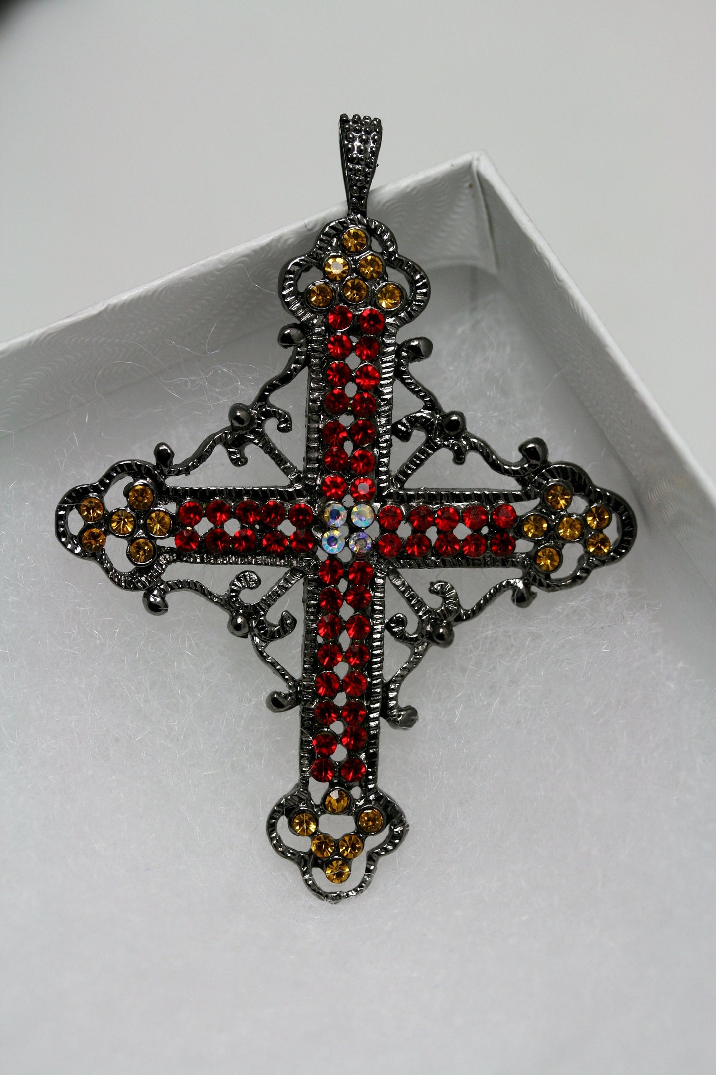 Black Finish With Rhinestone Cross Necklace Pendant, Cross Pendant Jewelry