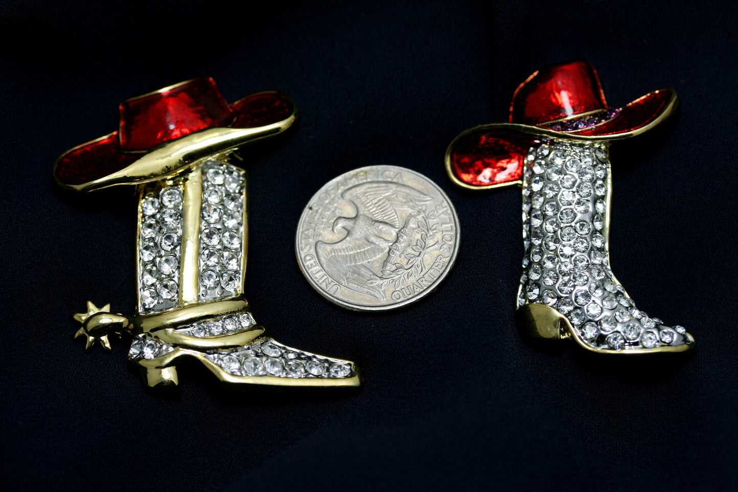 Texas Western Crystal Cowboy Cowgirl Boots Brooch Hat Pin Charm Enamel Jewelry, Rhinestone Western Boots Jewelry for Her