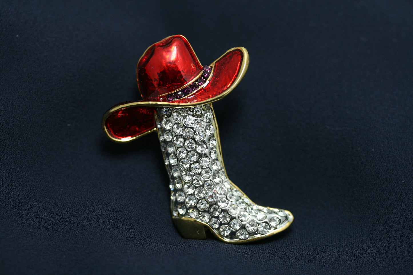 Texas Western Crystal Cowboy Cowgirl Boots Brooch Hat Pin Charm Enamel Jewelry, Rhinestone Western Boots Jewelry for Her