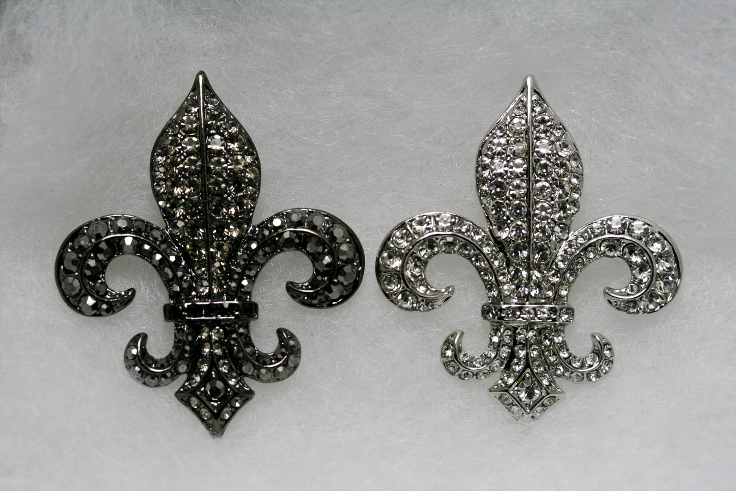 New Orleans Fleur De Lis Boutonniere Black Rhinestone Brooch, Pendant, French Fleur De LIs Crystal Lapel Pin, Flat Back Fleur De Lis Jewelry