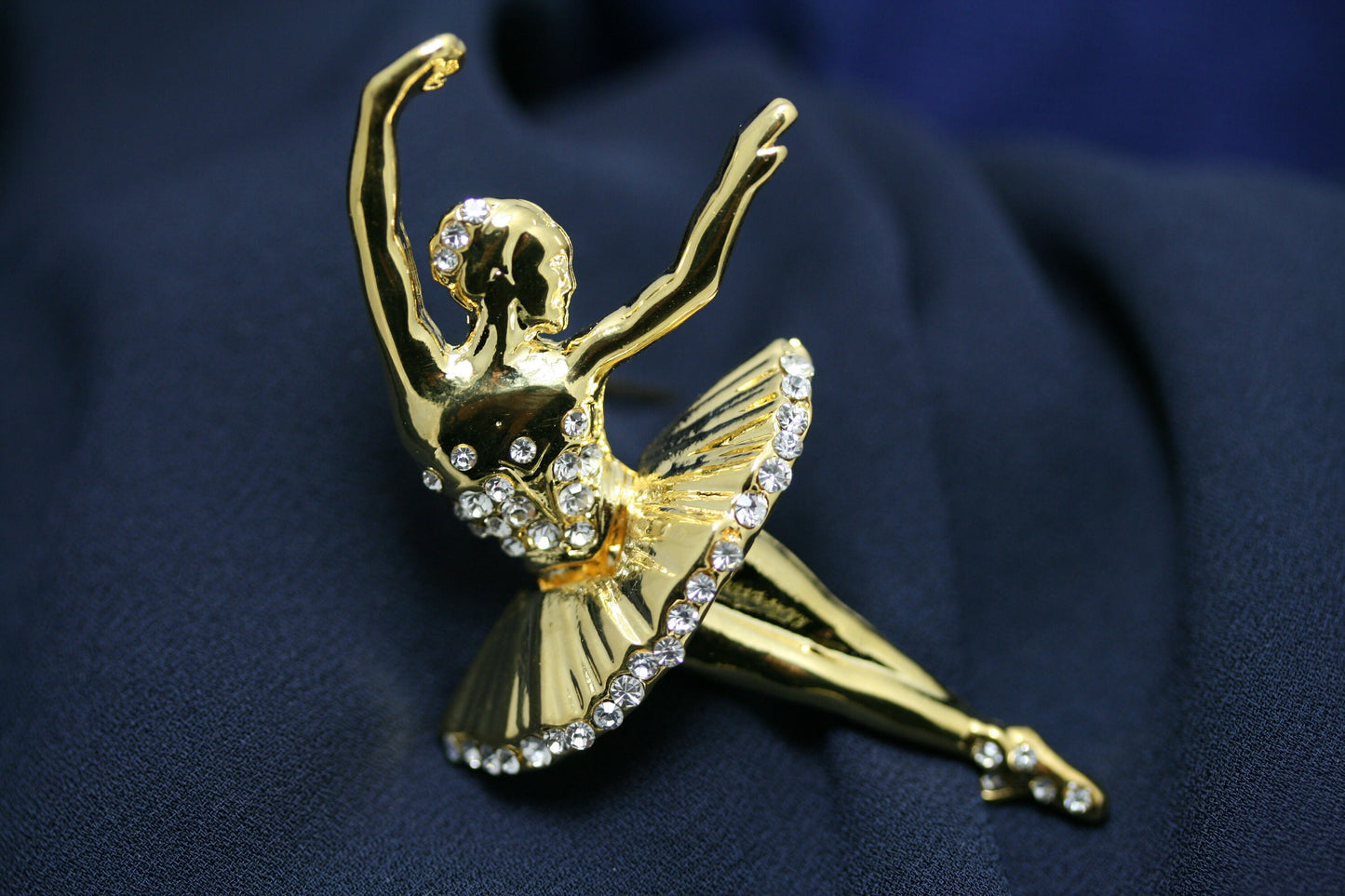 Gold-tone and Rhinestone Ballerina Pin Brooch, Dance Ballet Ballerina Pin Brooch Jewelry