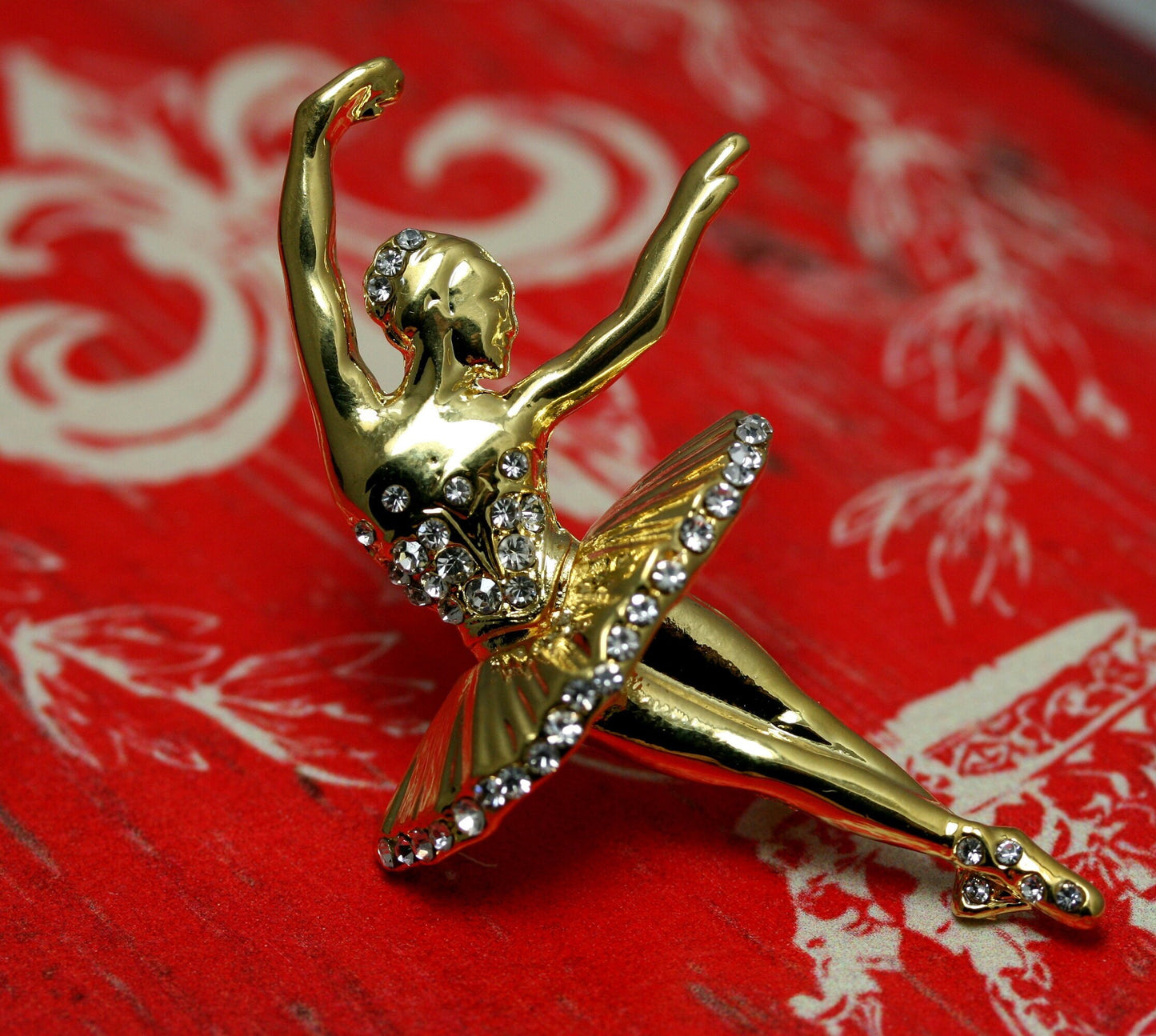 Gold-tone and Rhinestone Ballerina Pin Brooch, Dance Ballet Ballerina Pin Brooch Jewelry