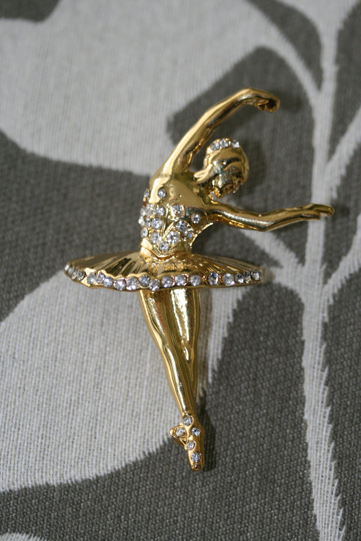 Gold-tone and Rhinestone Ballerina Pin Brooch, Dance Ballet Ballerina Pin Brooch Jewelry