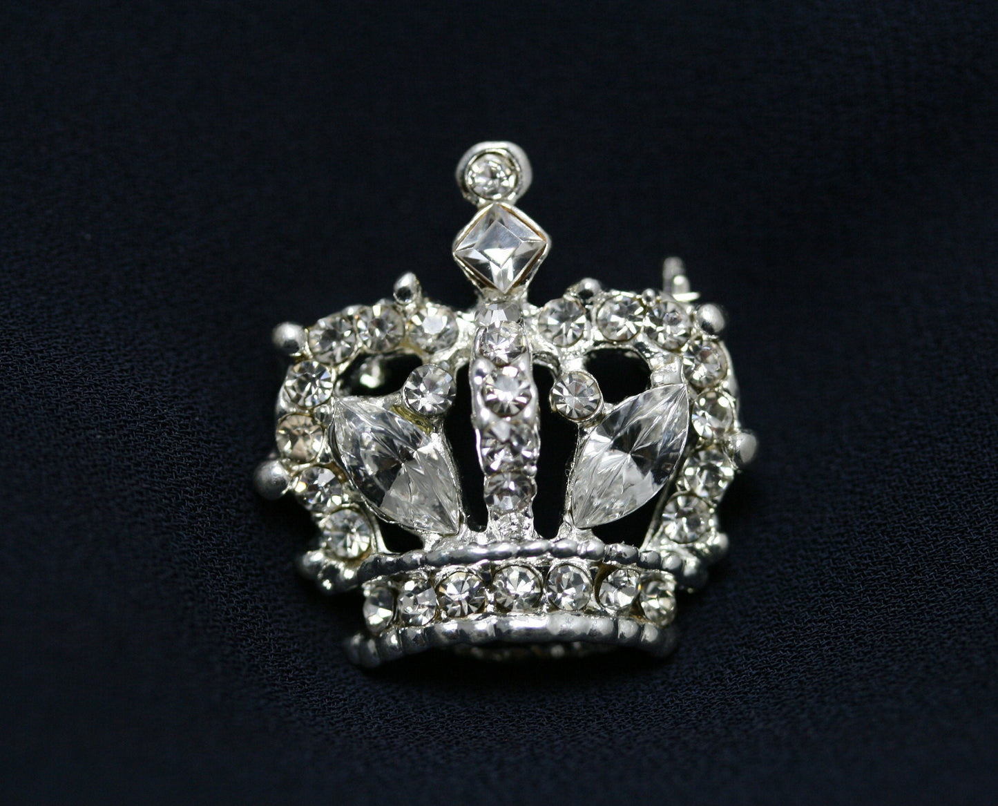 Rhinestone Crown Brooch Jewelry Clothing Pin Coat Accessories, Silver Plating Crystal Crown Lapel Pin