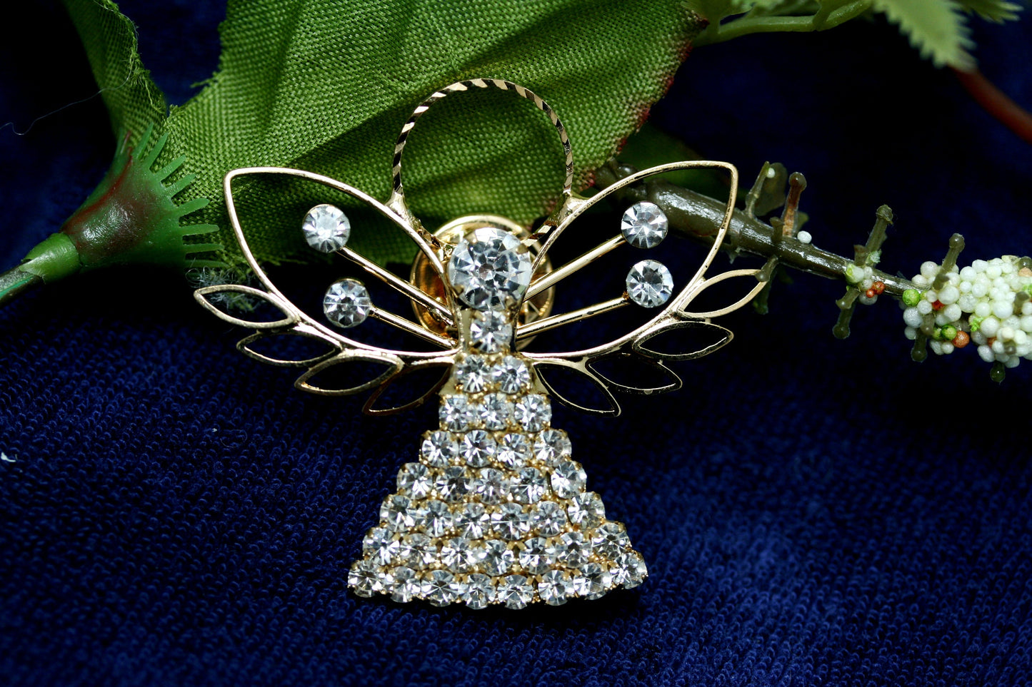 Angel Brooch Rhinestone Angel Pin Angel Jewelry, Rose Gold Plated Angel Pin, Tac Angel Pin