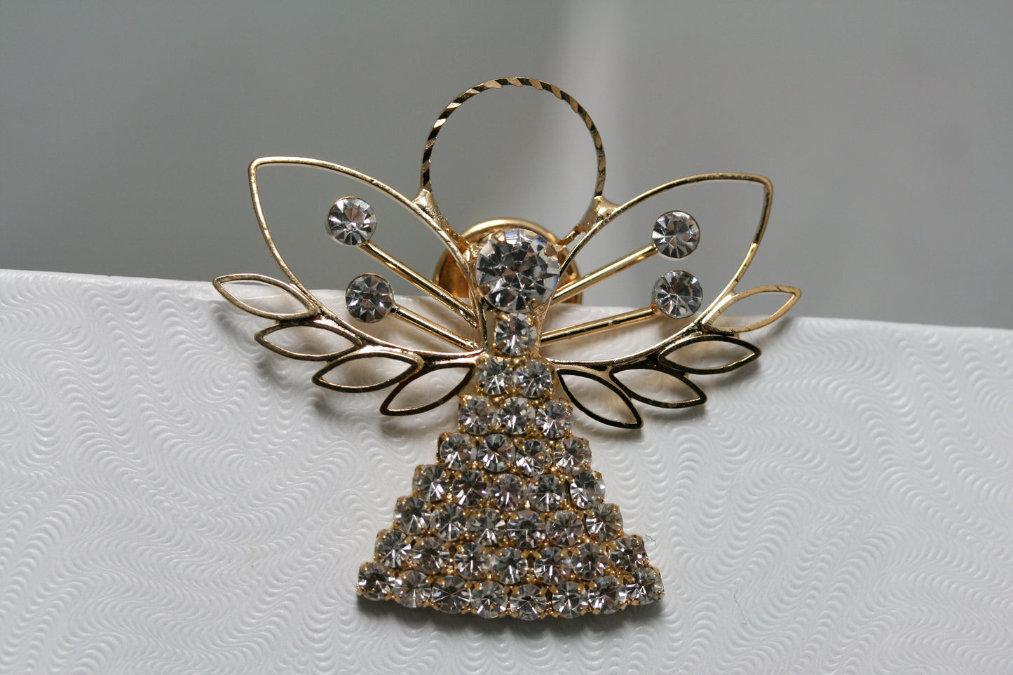 Angel Brooch Rhinestone Angel Pin Angel Jewelry, Rose Gold Plated Angel Pin, Tac Angel Pin