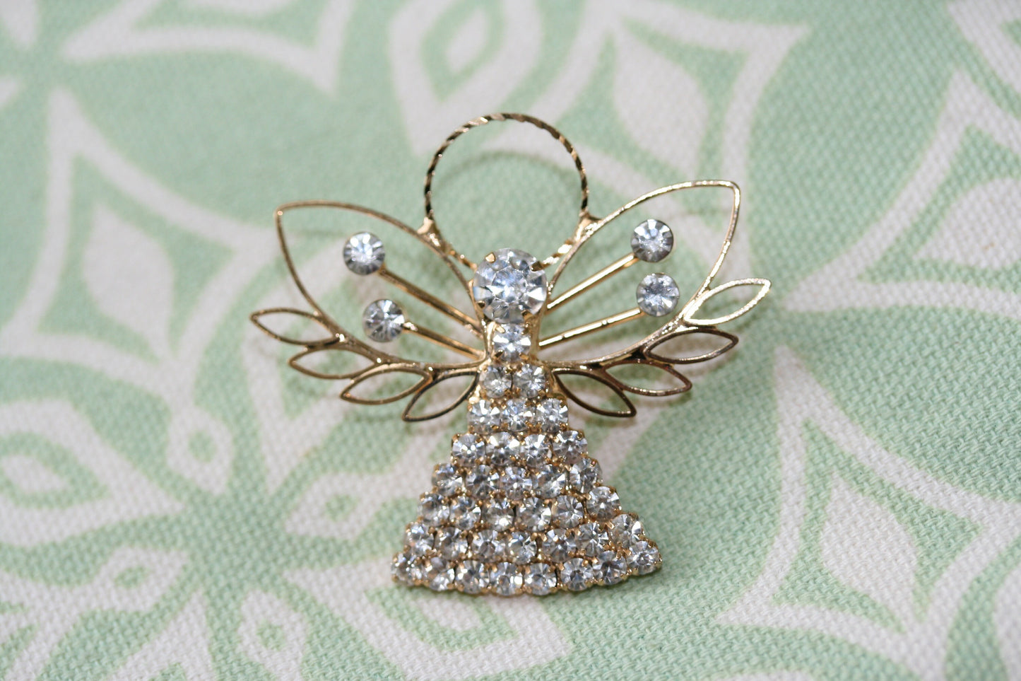 Angel Brooch Rhinestone Angel Pin Angel Jewelry, Rose Gold Plated Angel Pin, Tac Angel Pin