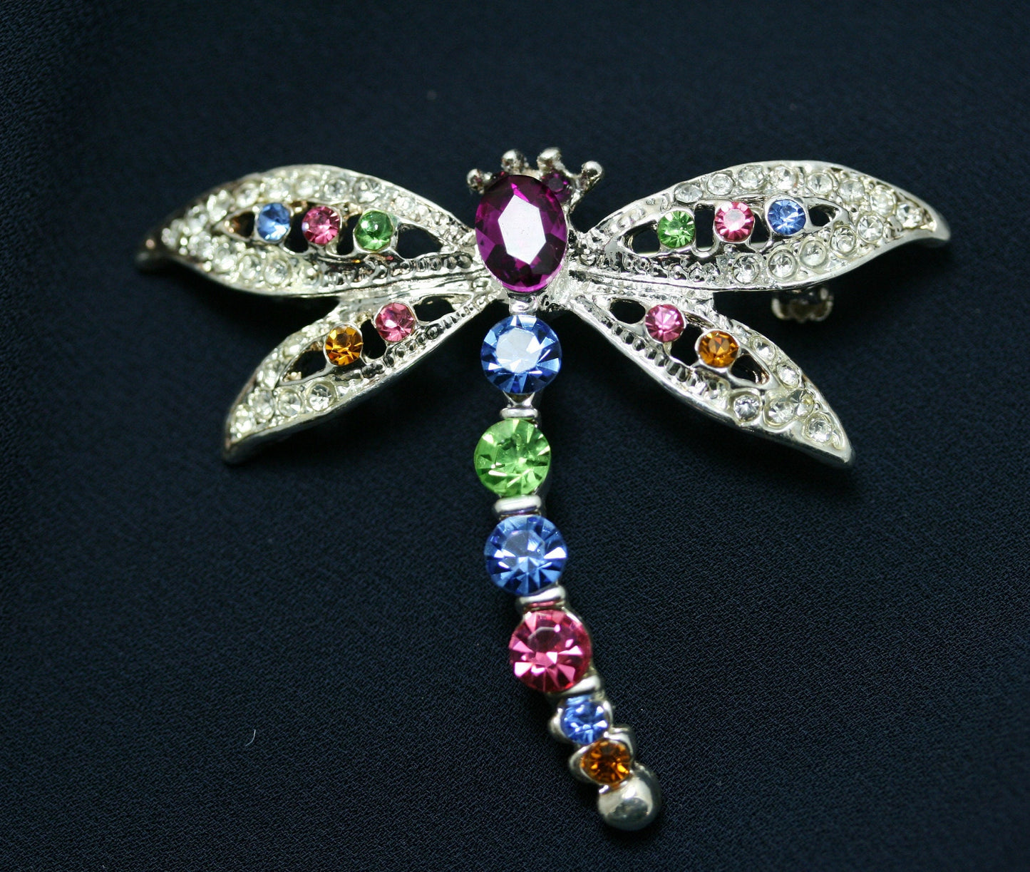 Women Dragonfly Crystal Brooch Lovely Rhinestone Scarf Pin Jewelry