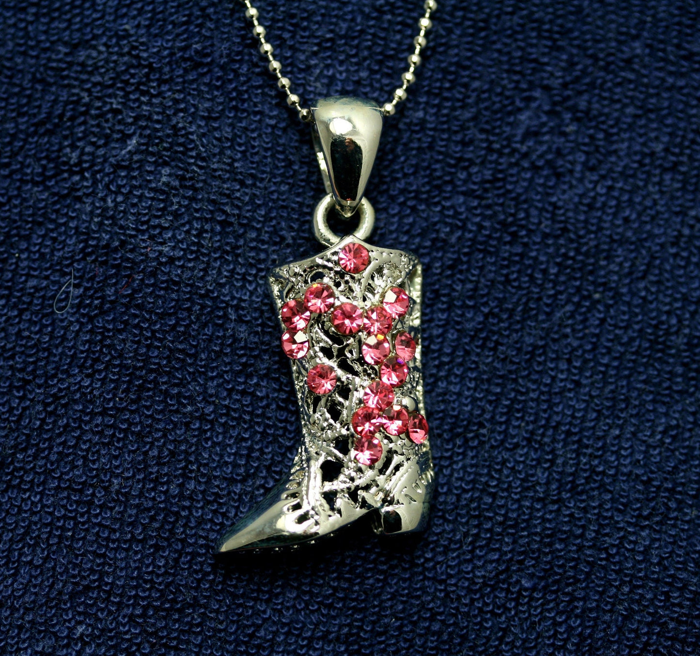 Rhinestone Western Texas Cowboy Cowgirl Boots Necklace, High Heels Shoes Jewelry Pendant, Crystal Boots Gift For Her