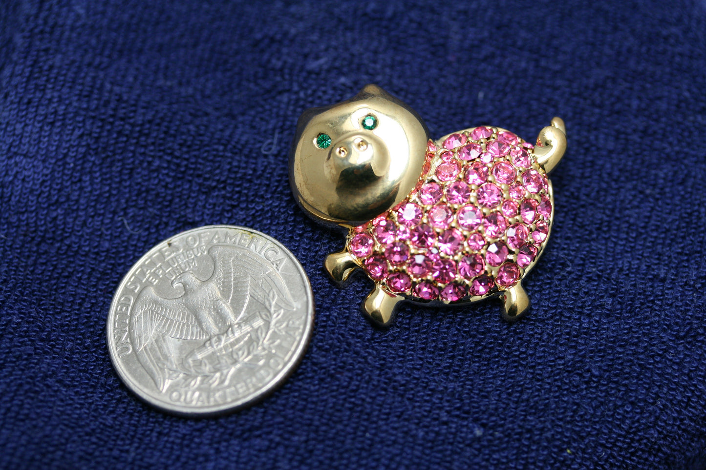 Pink Pig Brooch Pin, Rhinestone Pink Pig Brooch, Crystal pig pin
