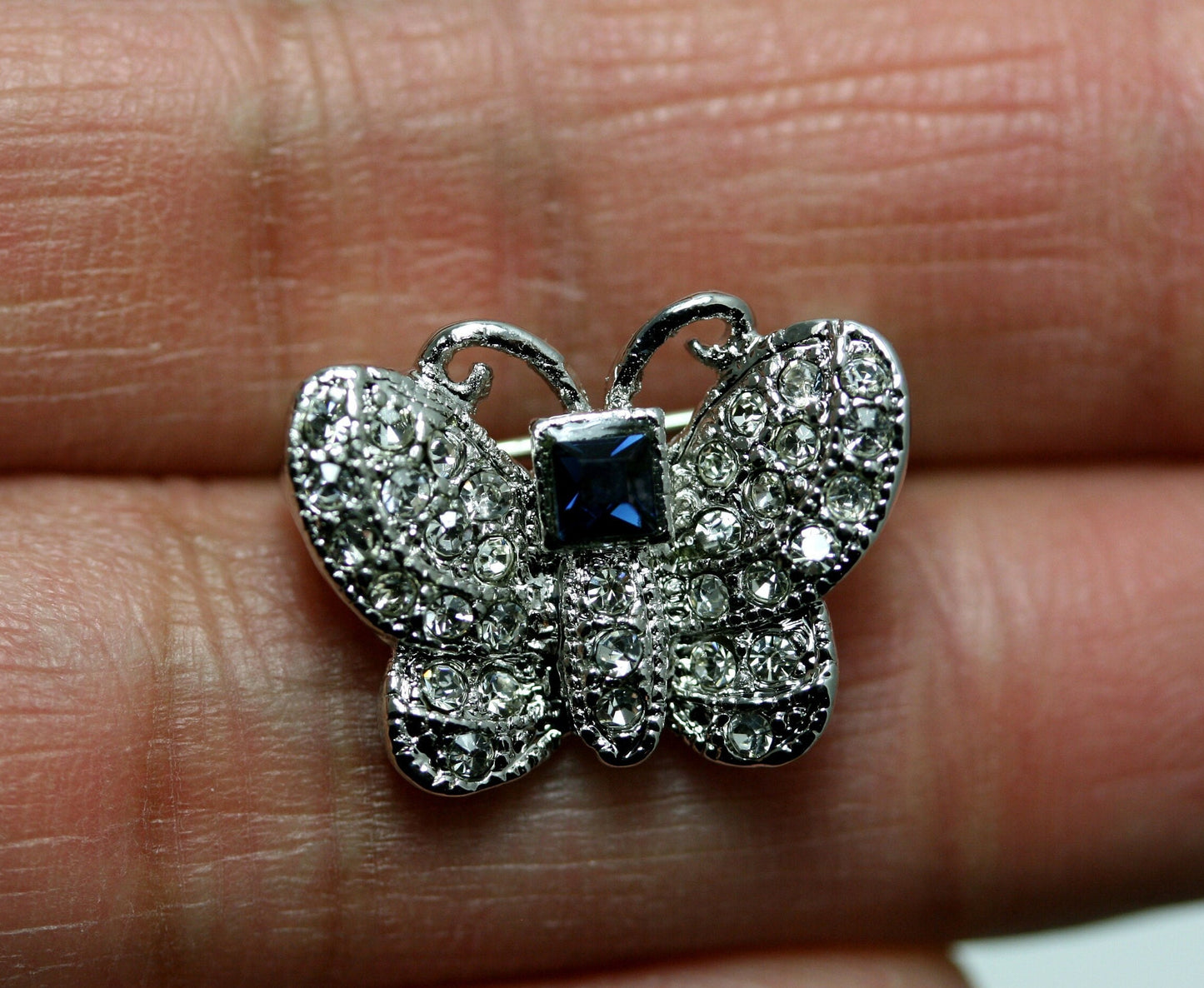 Butterfly Brooch Pin Crystal Blue Rhinestone Lovely Brooches For Women