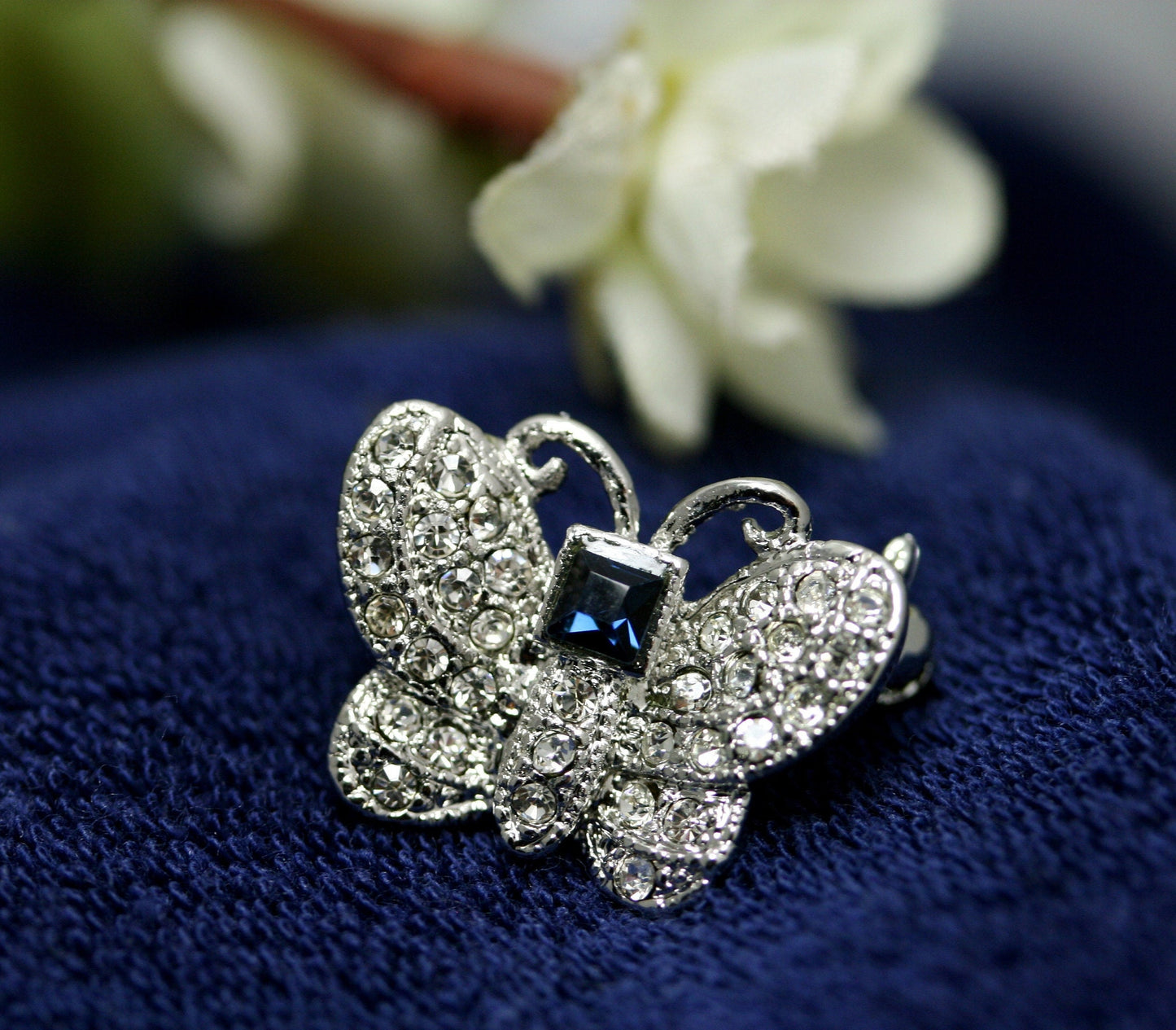 Butterfly Brooch Pin Crystal Blue Rhinestone Lovely Brooches For Women