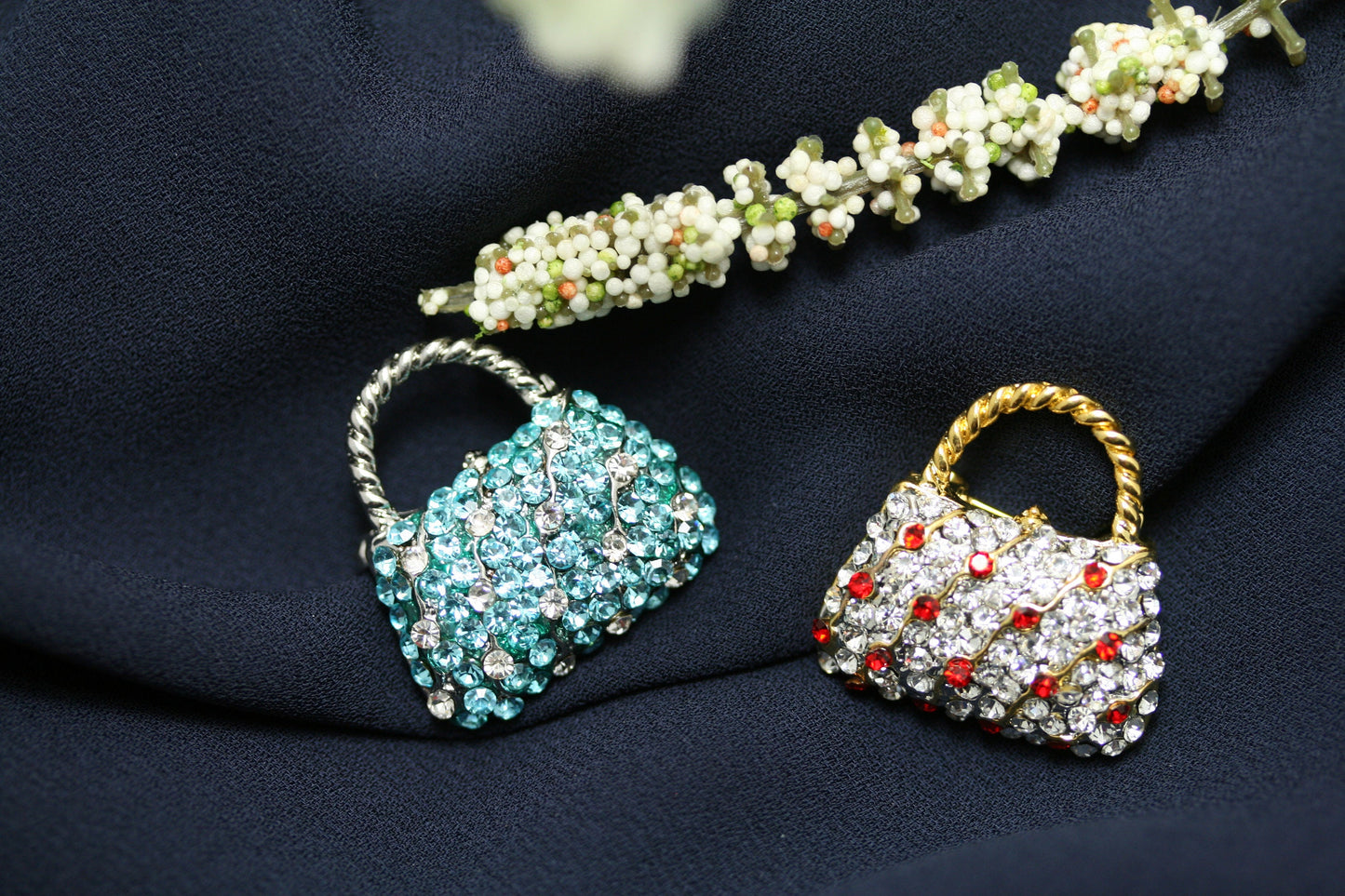 Crystal Women Basket Purse Handbag Trinket Brooch Pin, Rhinestone Women Purse Fashion Jewelry Gift, DIY Jewelry