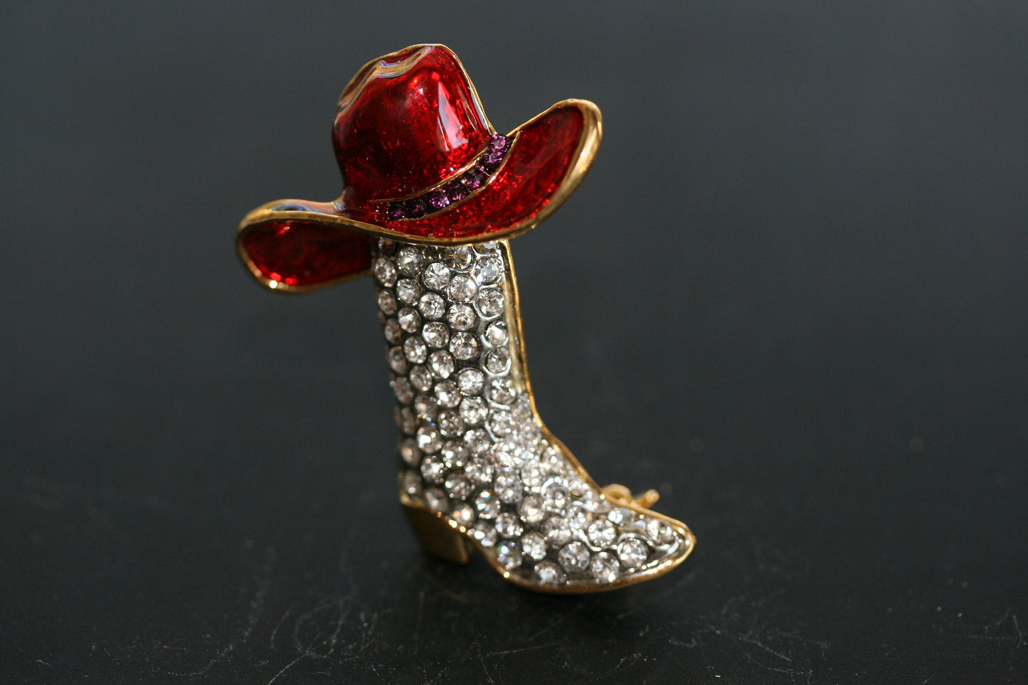 Texas Western Crystal Cowboy Cowgirl Boots Brooch Hat Pin Charm Enamel Jewelry, Rhinestone Western Boots Jewelry for Her