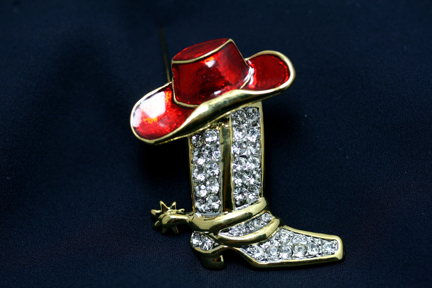 Texas Western Crystal Cowboy Cowgirl Boots Brooch Hat Pin Charm Enamel Jewelry, Rhinestone Western Boots Jewelry for Her