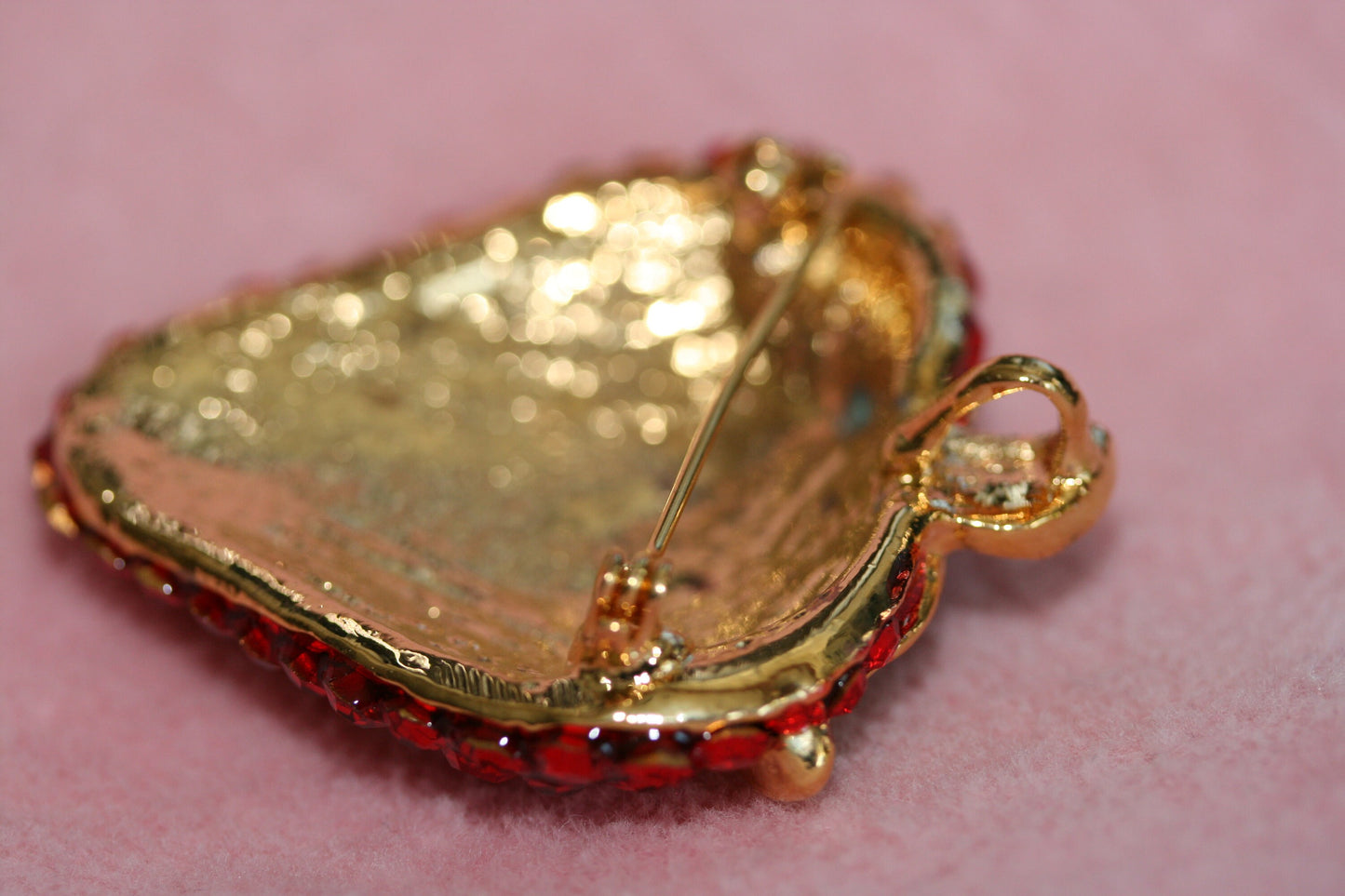Enamel & Crystal Strawberry Brooch Pin and Pendant, Fruit Ruby Red Crystal Strawberry Brooch, Fruit Pin