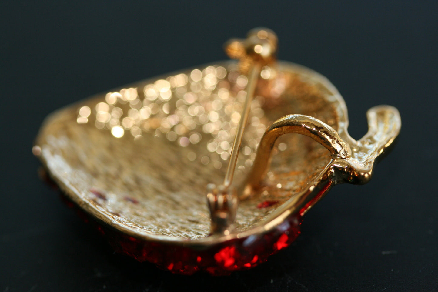Enamel & Crystal Strawberry Brooch Pin and Pendant, Fruit Ruby Red Crystal Strawberry Brooch, Fruit Pin