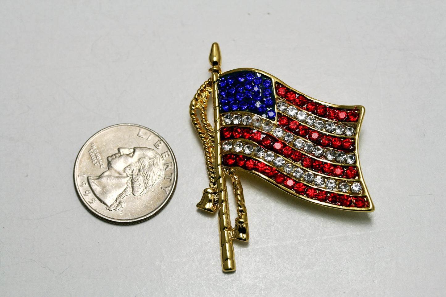 USA Flag Pin, Patriotic USA Flag Rhinestone Brooch Pin Flag Pendant, 4th July Independence US Flag Jewelry Gift