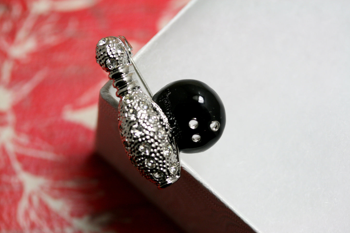 Rhinestone Bowling Pin And Bowling Ball Brooch, Sports Pin