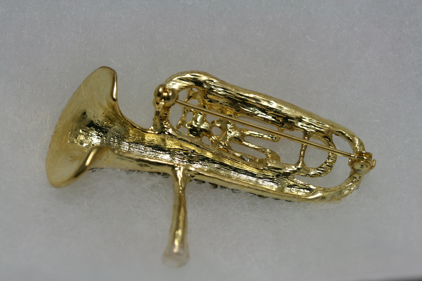 Rhinestone Trumpet Brooches Women Men 2-color Brass Instrument Party Casual Brooch Pins Gifts