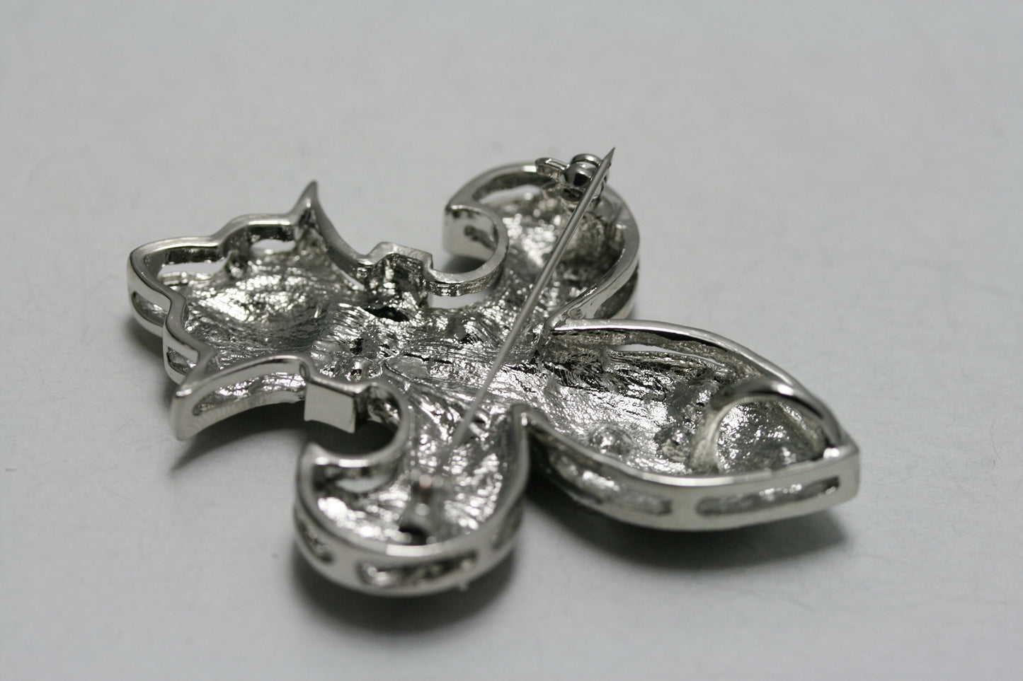 Fleur-De-Lis Crystal Brooch and Pendant, Rhinestone and Enamel Fleur De Lis Pin and Pendant, Mardi Gras Pin and Pendant with Crystals